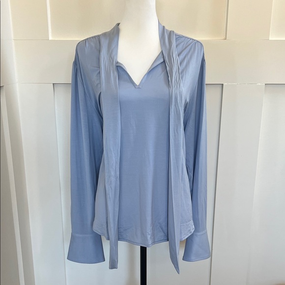 NWT LOFT Light Powder Blue Long Sleeve Blouse - Picture 1 of 3